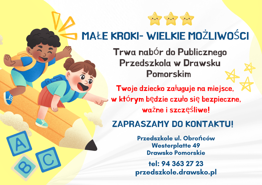 Zdjęcie do OGŁOSZENIE O NABORZE DZIECI DO PRZEDSZKOLA NA ROK SZKOLNY 2026/2027!