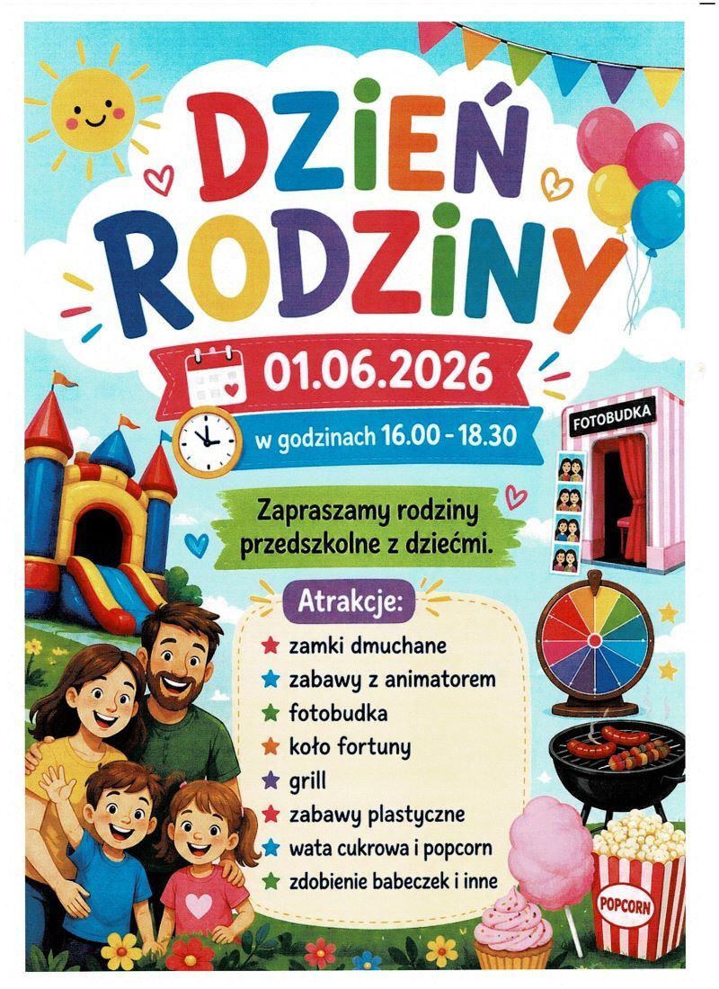 Zdjęcie do ZAPRASZAMY NA DZIEŃ RODZINY DO PRZEDSZKOLA PRZY ULICY CHROBREGO
